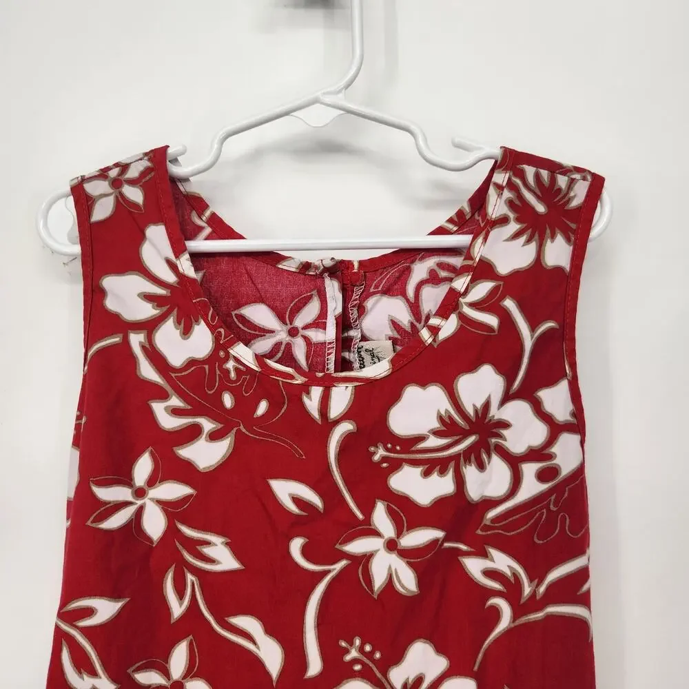 VTG Hilo Hattie's The Hawaiian Original Red Hibiscus Sleeveless Dress Girl XL - Picture 4 of 8